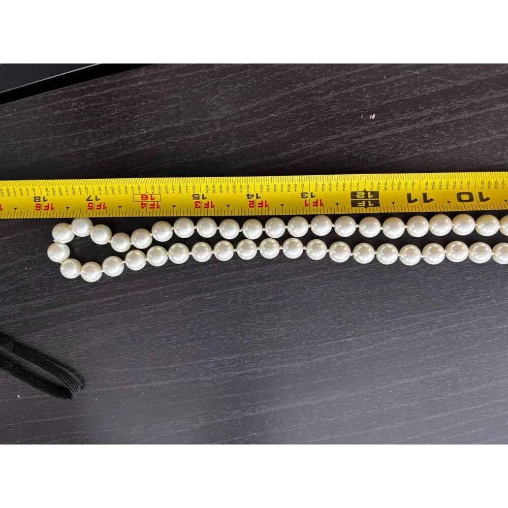 Elegant Faux Pearl Necklace With Lobster Clasp Closure 60-Inch Strand Classic Wh - Picture 6 of 7